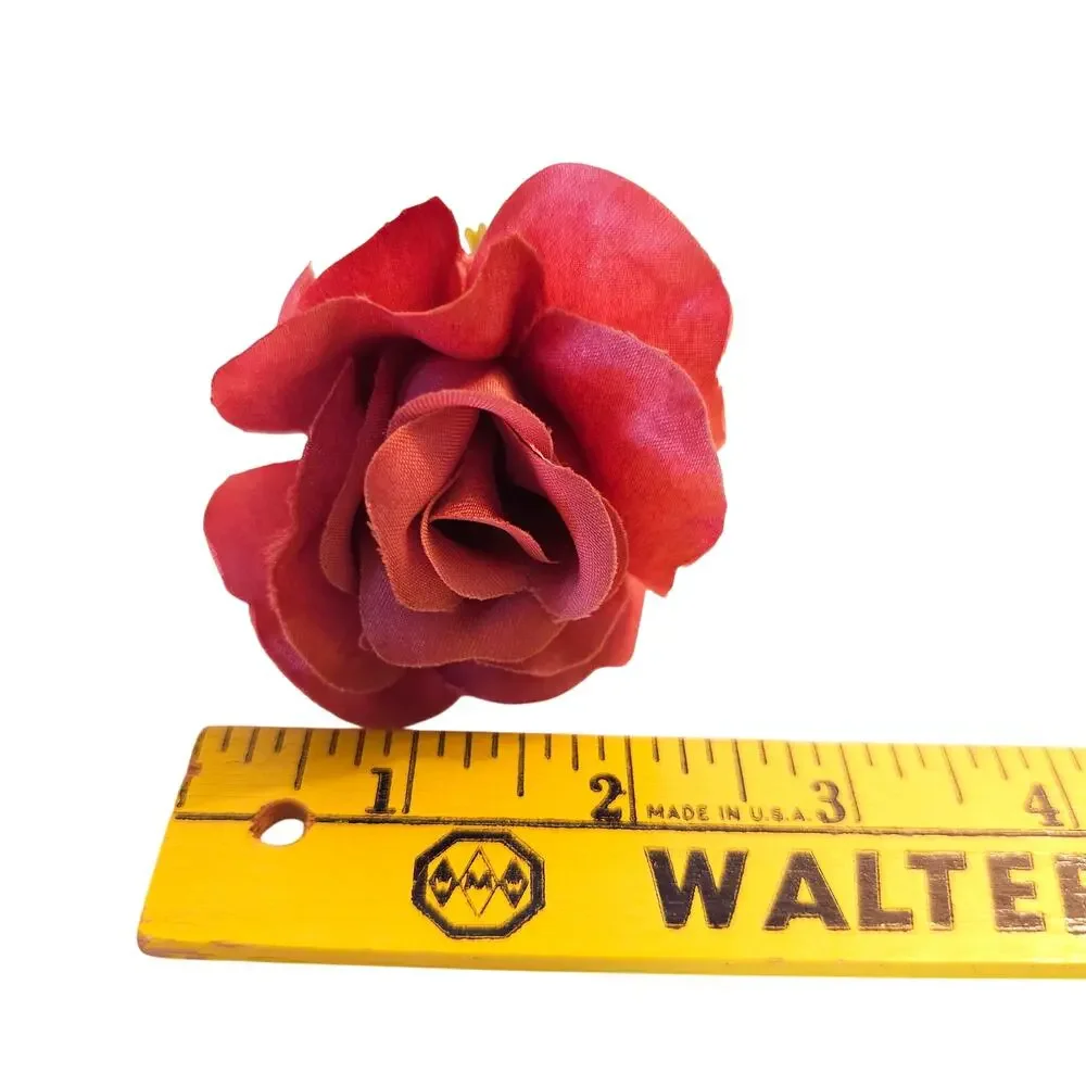 105 Mauve Pink Satin Rose Heads Lot Open Roses Buds Stemless Wedding Craft Decor